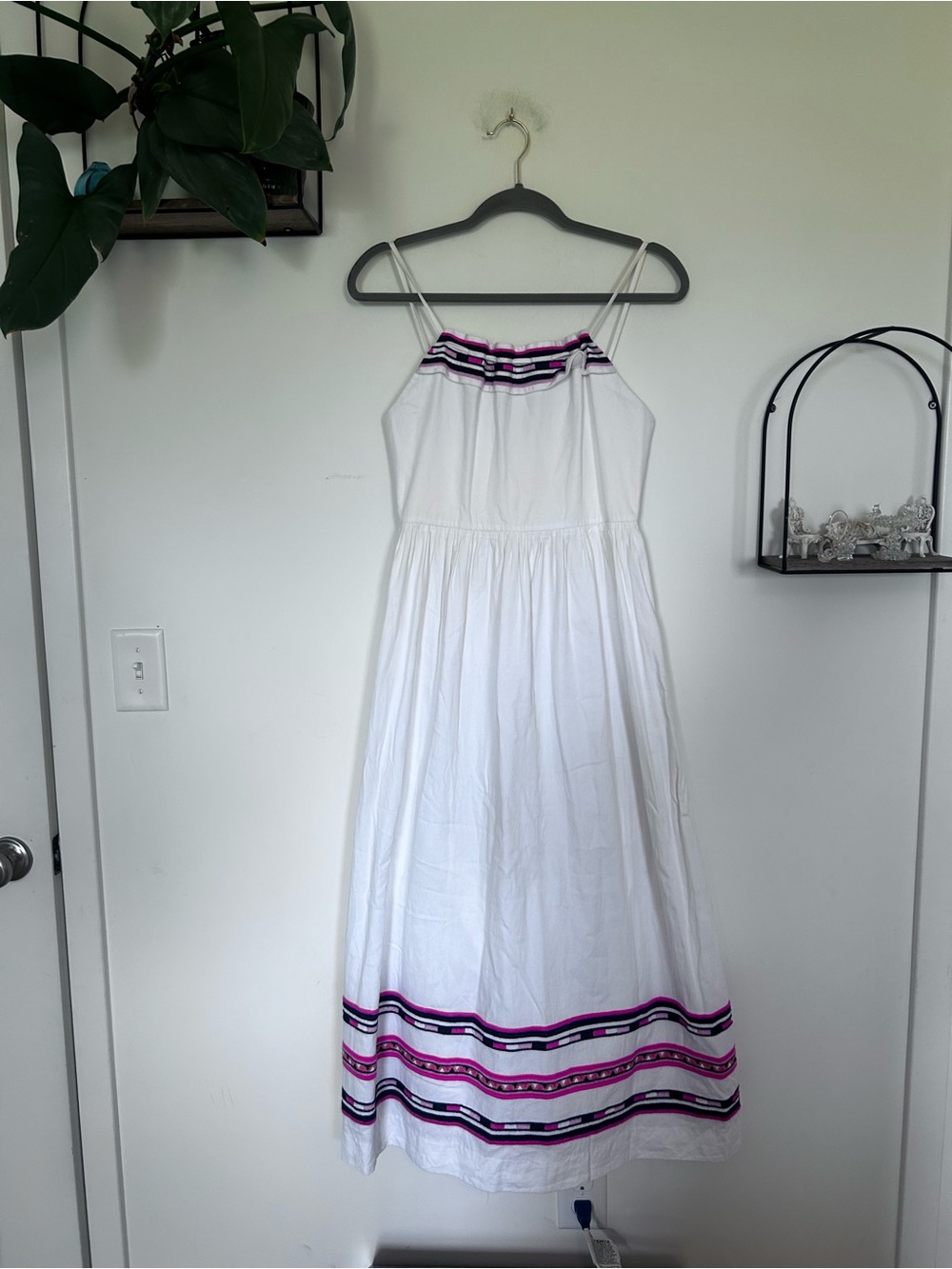 Club Monaco Haldys White w/ Stripe Sleeveless Midi Sun Dress Size 4